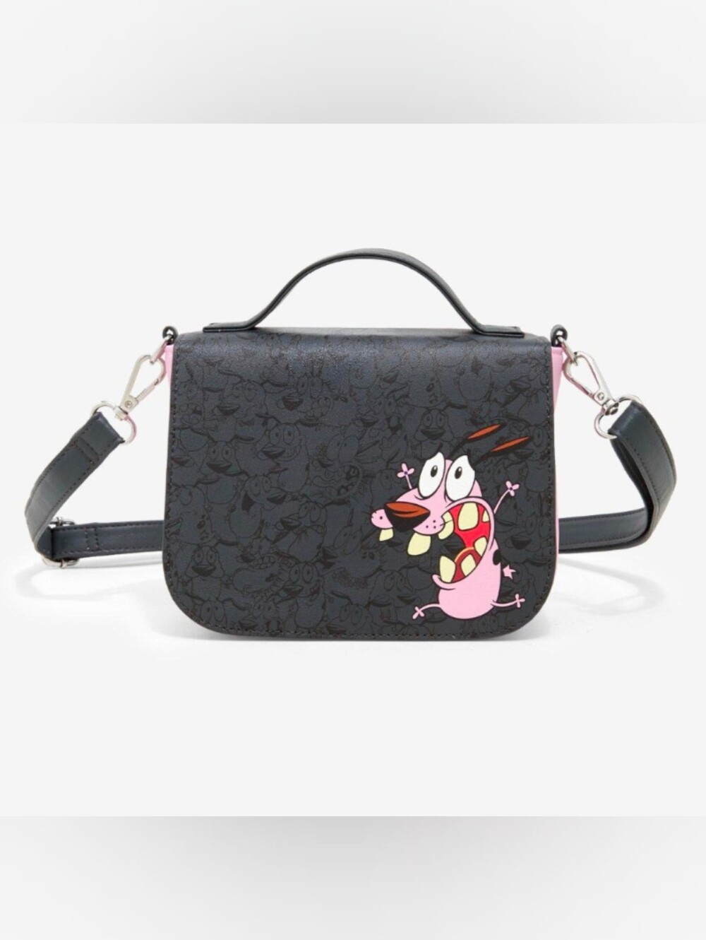 Loungefly Courage The Cowardly Dog Pink & Black Crossbody Bag New With Tags!